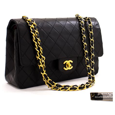 black chanel leather shoulder bag.